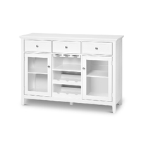 Mission 3 Drawer 2 Door Buffet Sideboard with Wine Rack White