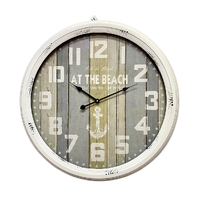 At The Beach Extra Large Country Metal Wall Clock White 62cm