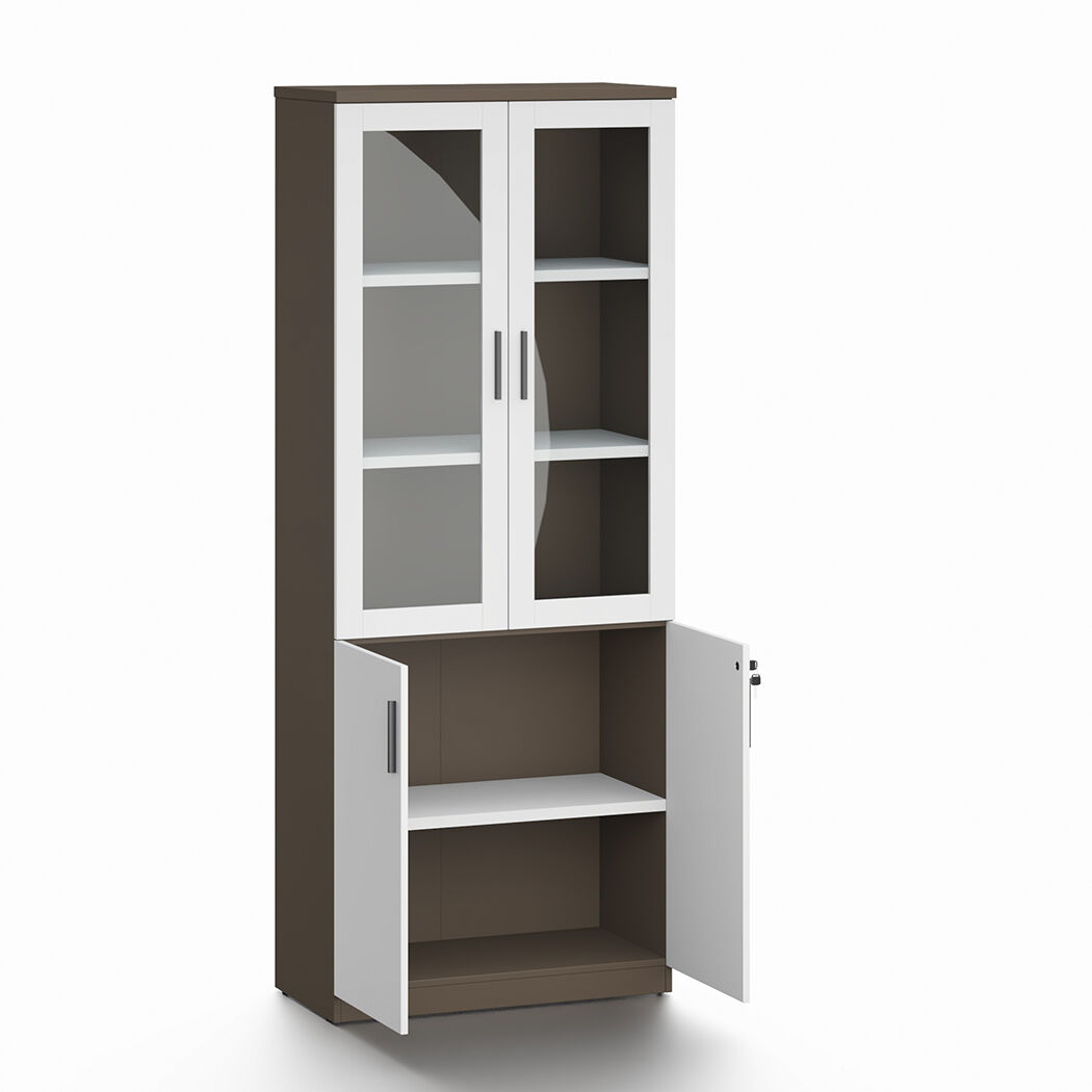   Esma  Storage Cabinet Filing Bookcases Unit with  Glass Doors & Lockable Base