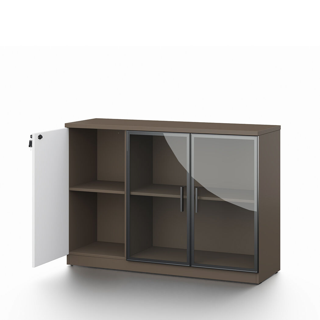   Esma Office Storage Cabinet  with  Lockable Door & Glass Display Unit