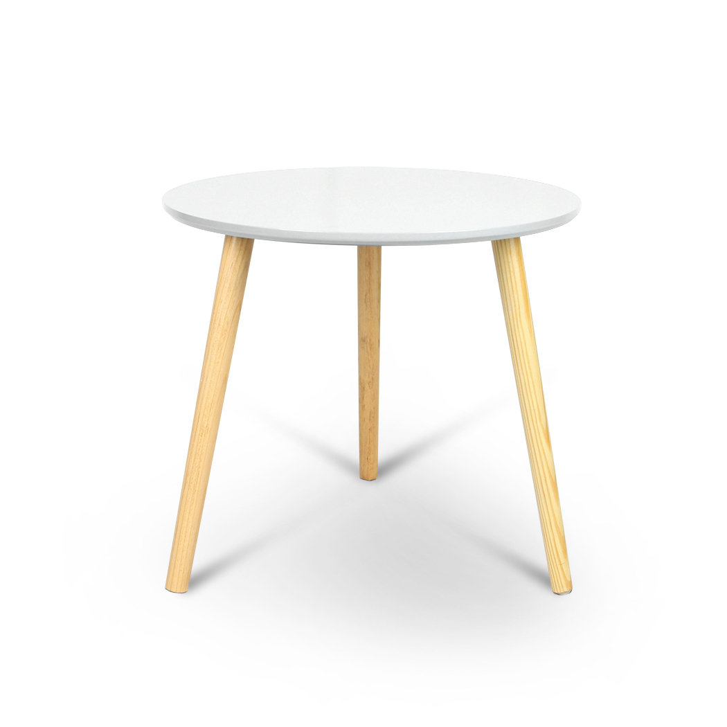   Aura 2 Piece Round Wood Coffee Table Set White