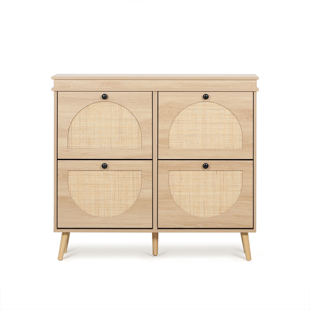   Westly Rattan Shoe Cabinet with 4 Doors Oak