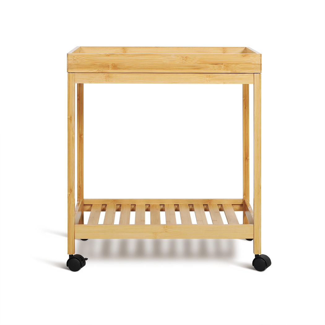   Colin Bamboo 2-Tier Kitchen Serving Cart Trolley Natural