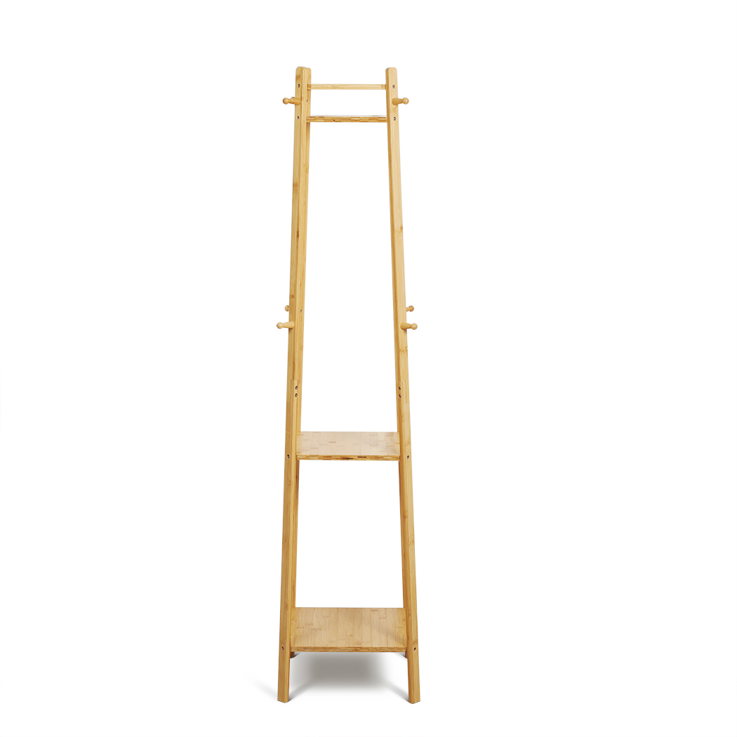   Colin Bamboo Coat Rack with Storage Shelves Natural