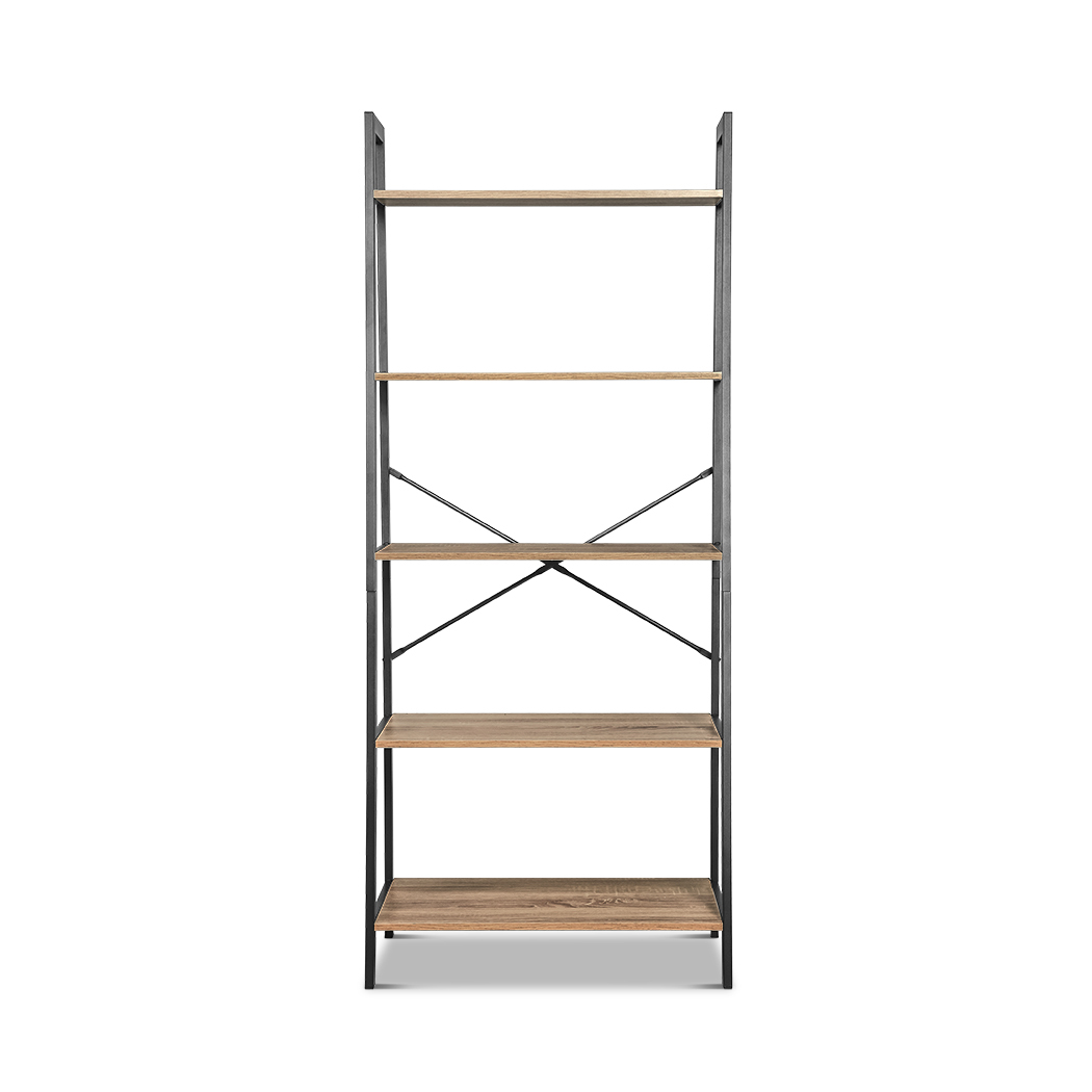   2pc Rome Industrial Style 5 Tier Display Shelf Set Oak