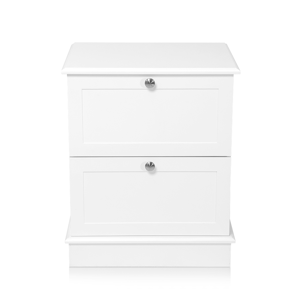   Set of 2 Harper Freestanding 2 Drawer Bedside Table White