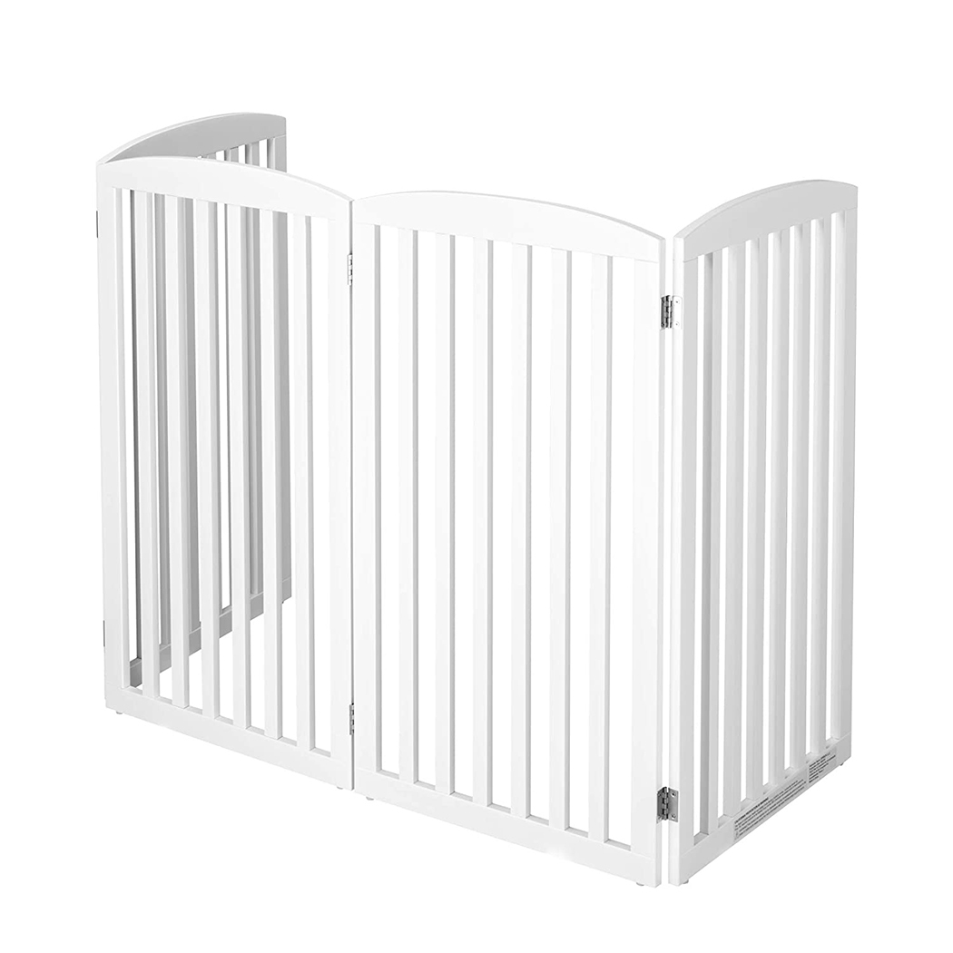   Wooden Freestanding Pet Gate 4 Panels White