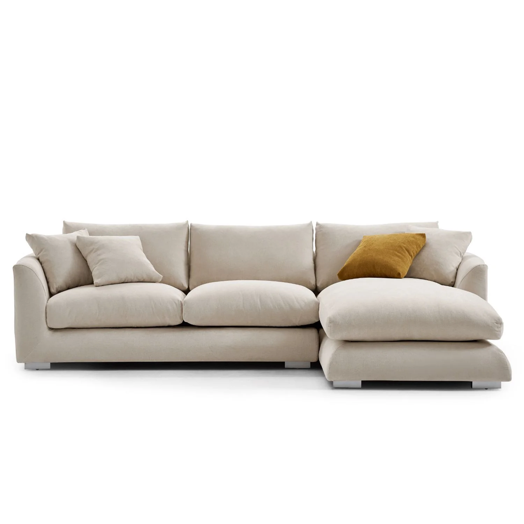   Harmony 3 Seater Fabric Sofa with Chaise Cream 