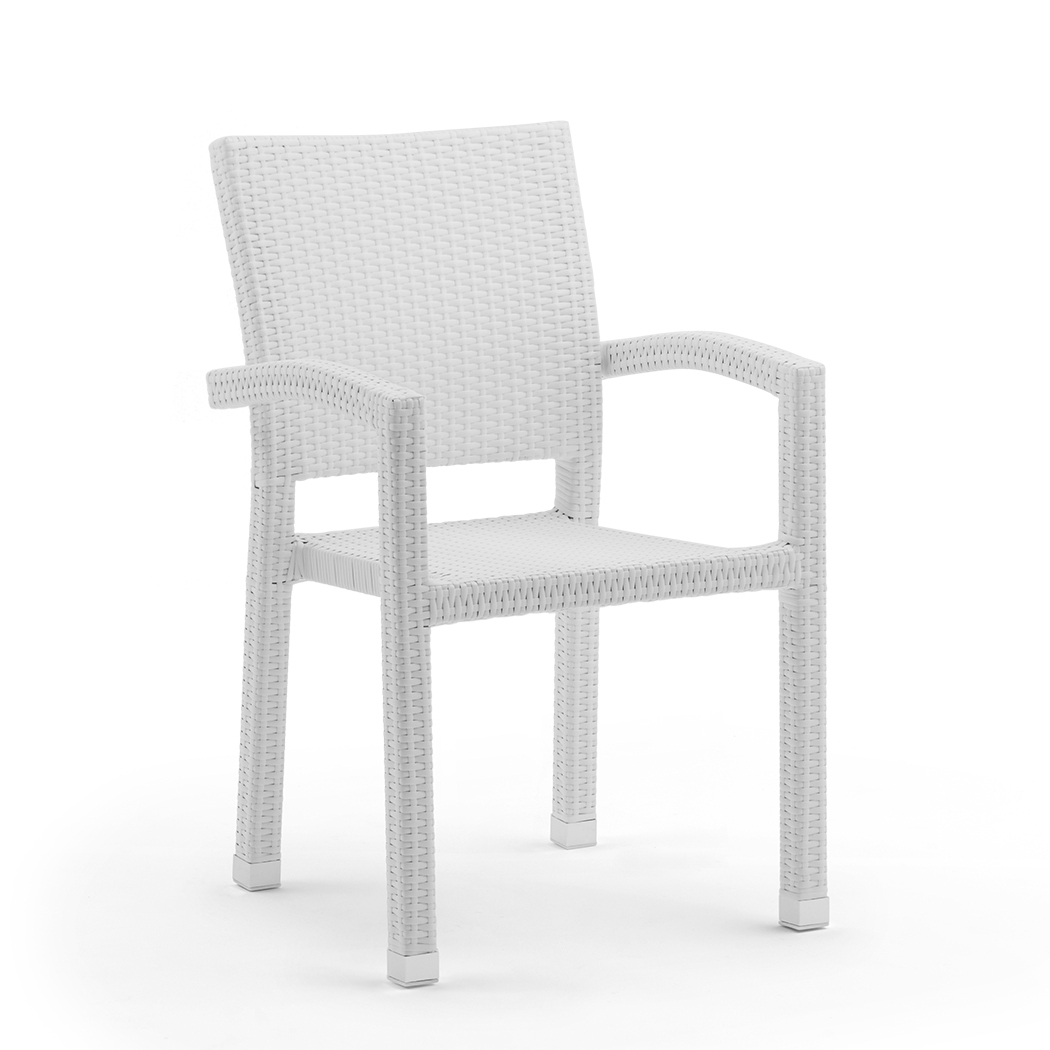   Bruno Outdoor PE Rattan Dining Chairs White (Set of 4)