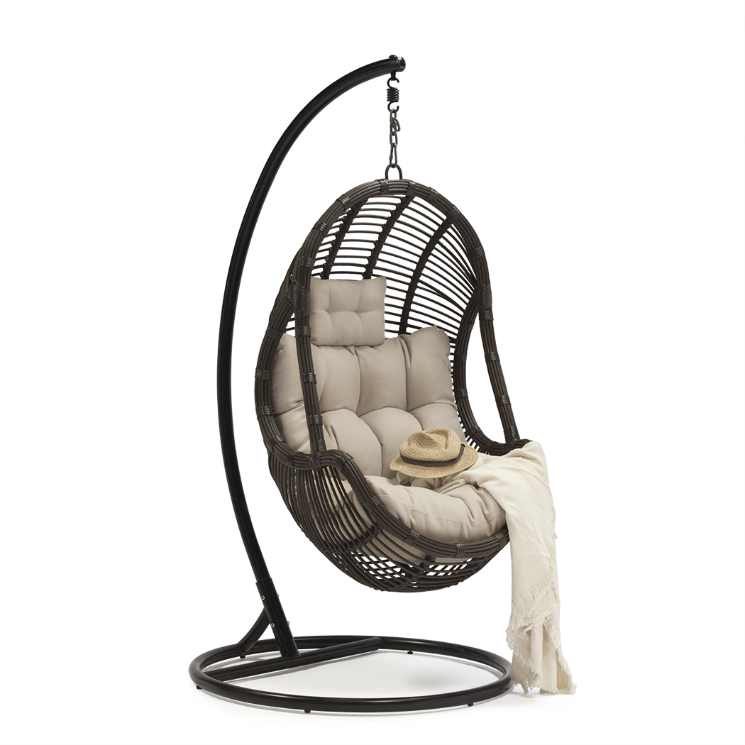   Arcon Outdoor PE Rattan Hanging Egg Swing Chair Brown