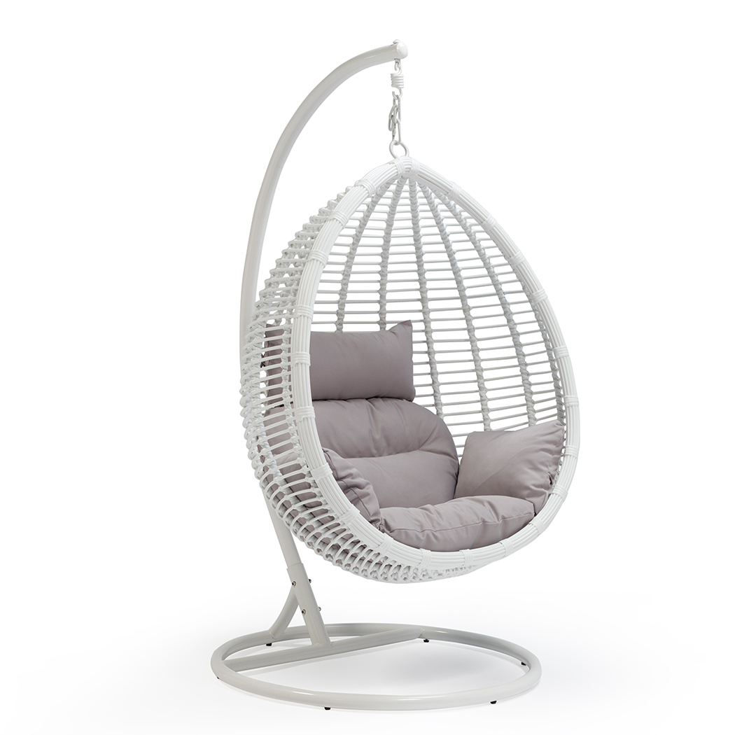   Sheila Outdoor PE Rattan Hanging Teardrop Swing Chair White