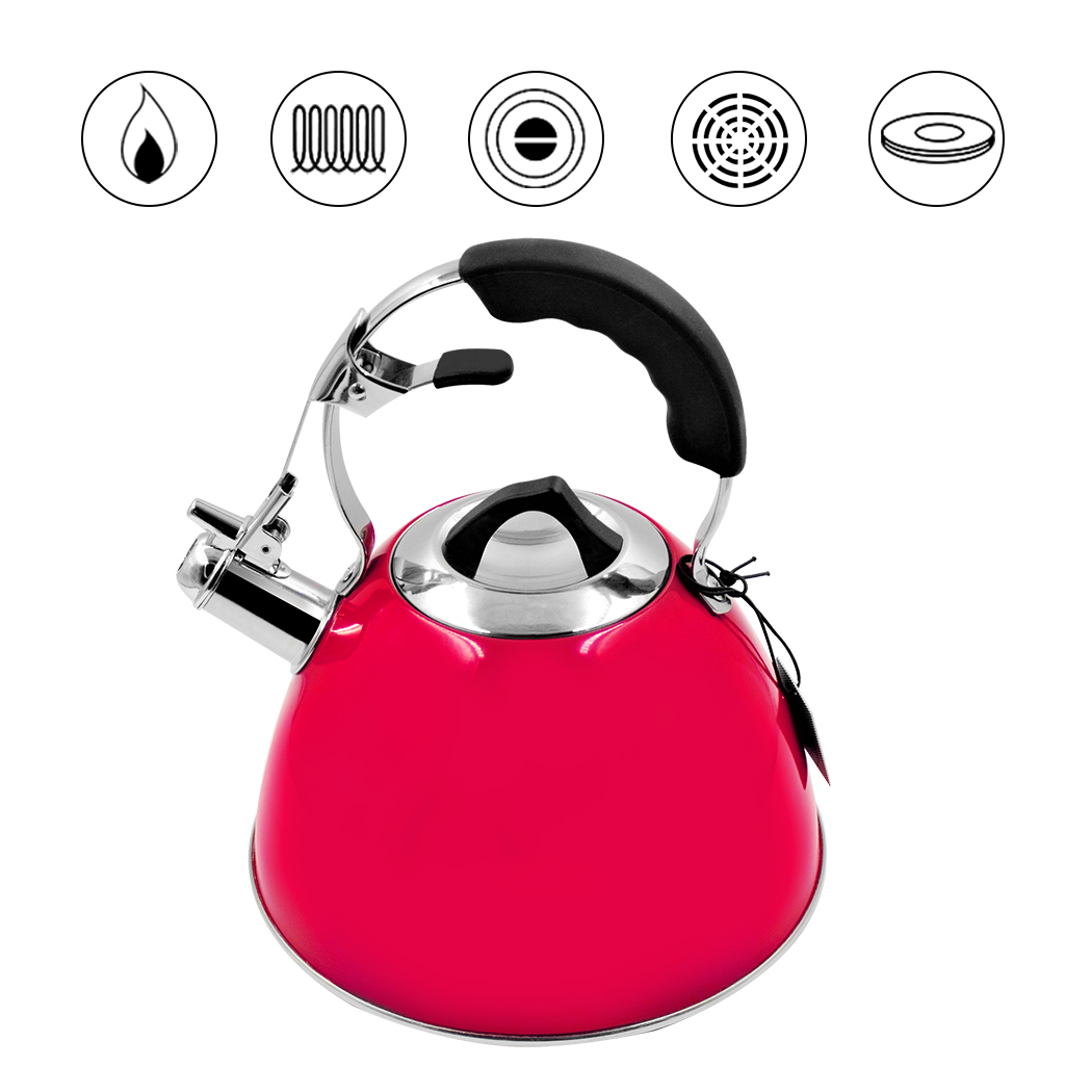   Aquatic Stainless Steel Whistling Kettle 3L Red