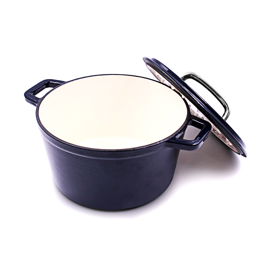   Alpen 3L Cast Iron Casserole 24cm Dark Blue 