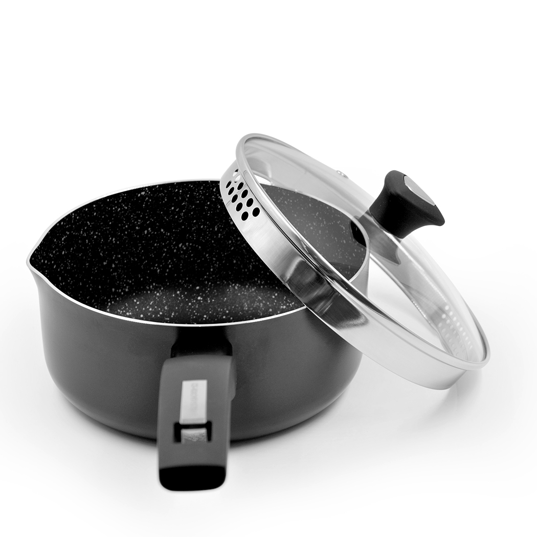   4pc Aluminum Saucepan Set with Lid 1.4/2.8 L