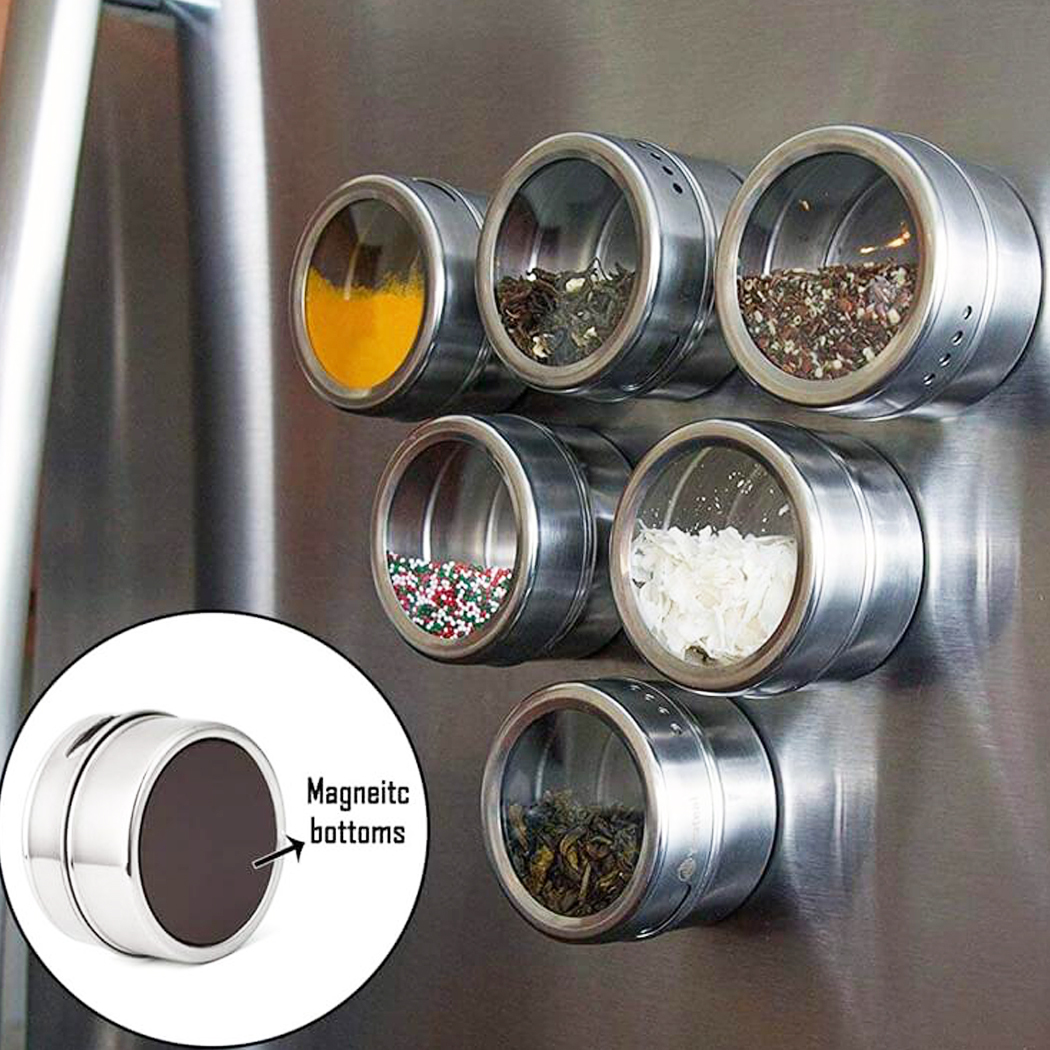   Appetito Set of 3 Magnetic Spice Cans with Window