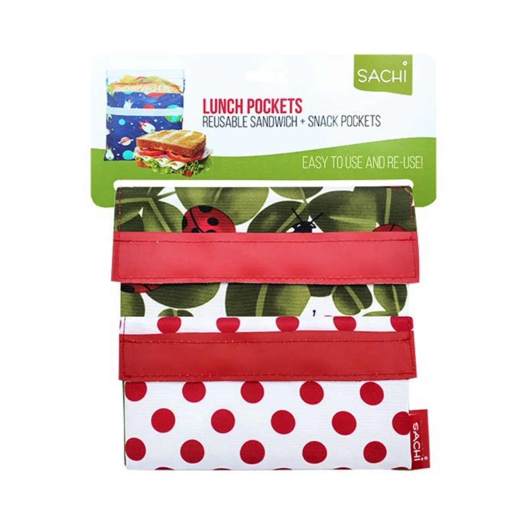   Sachi Set of 2 Lunch Pockets Lady Bug