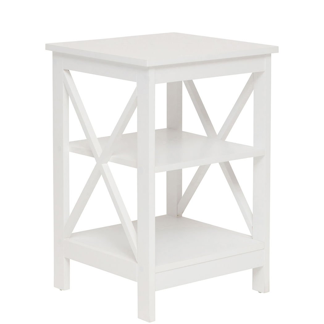   Long Island Side Table with 2 Shelf White