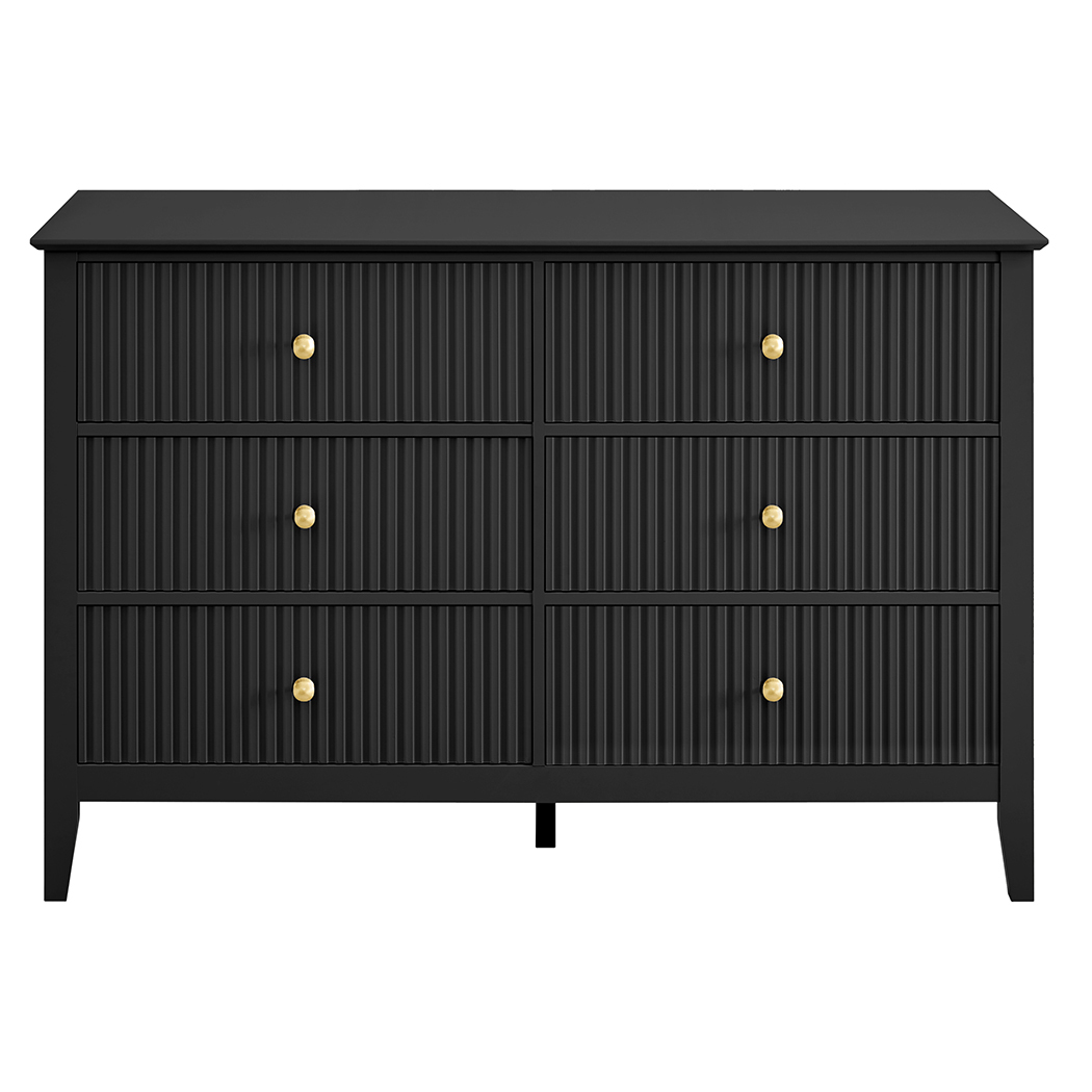   Zara Fluted 6 Drawer Chest Black