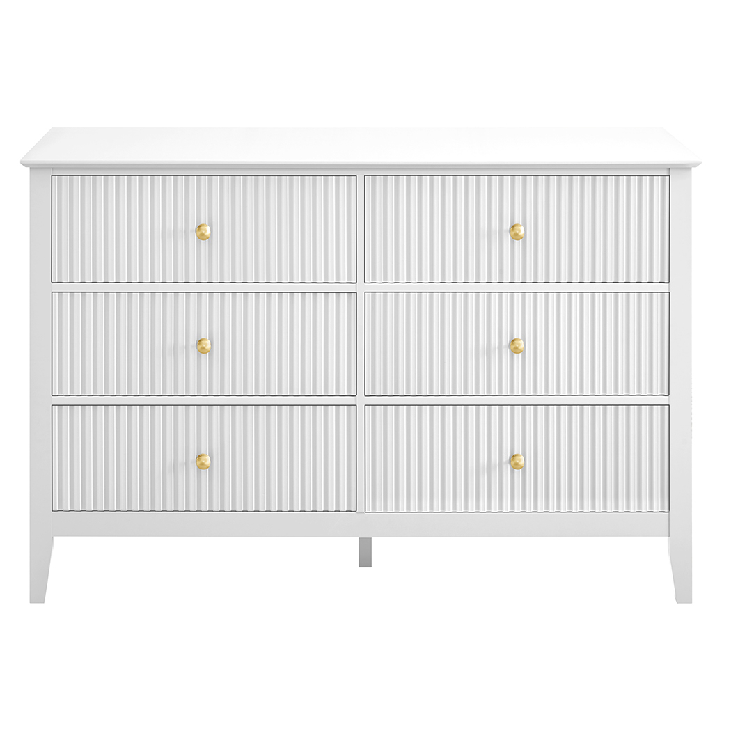   Zara Fluted 6 Drawer Chest White
