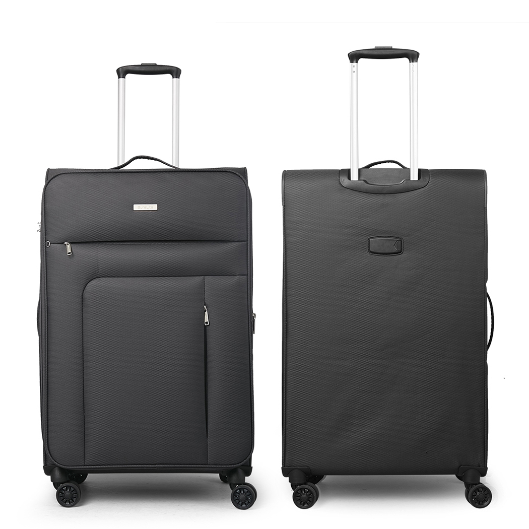   Conwwod SureLite 3pc 8 Wheels Soft Trolley Suitcase Grey