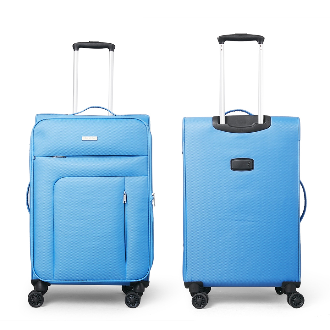   Conwwod SureLite 3pc 8 Wheels Soft Trolley Suitcase Skyblue