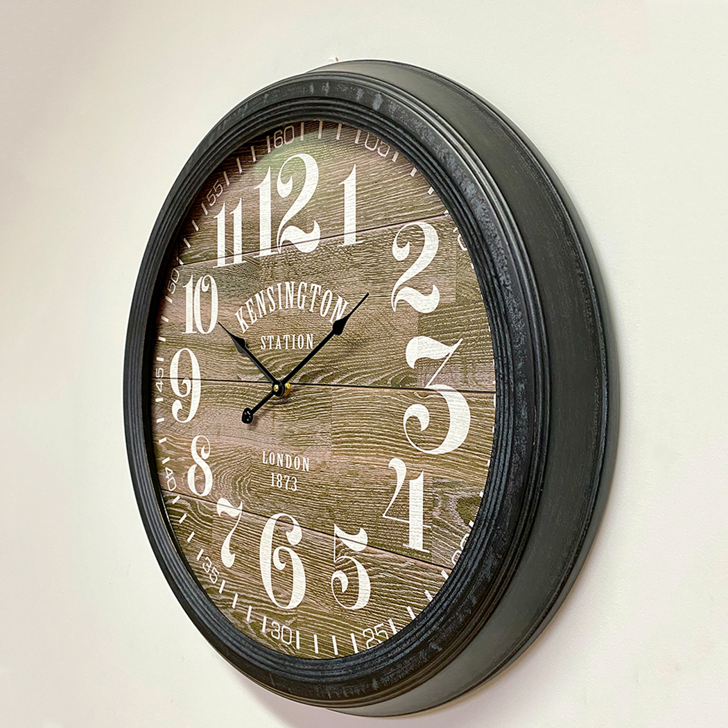   Antique Large Kensington Station London Metal Wall Clock 60cm