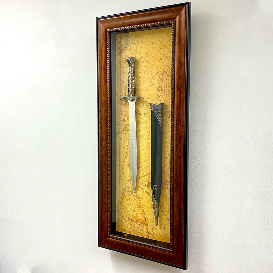   Home Decor Antique Metal Sword & Scabbard Timber Frame with Glass Face