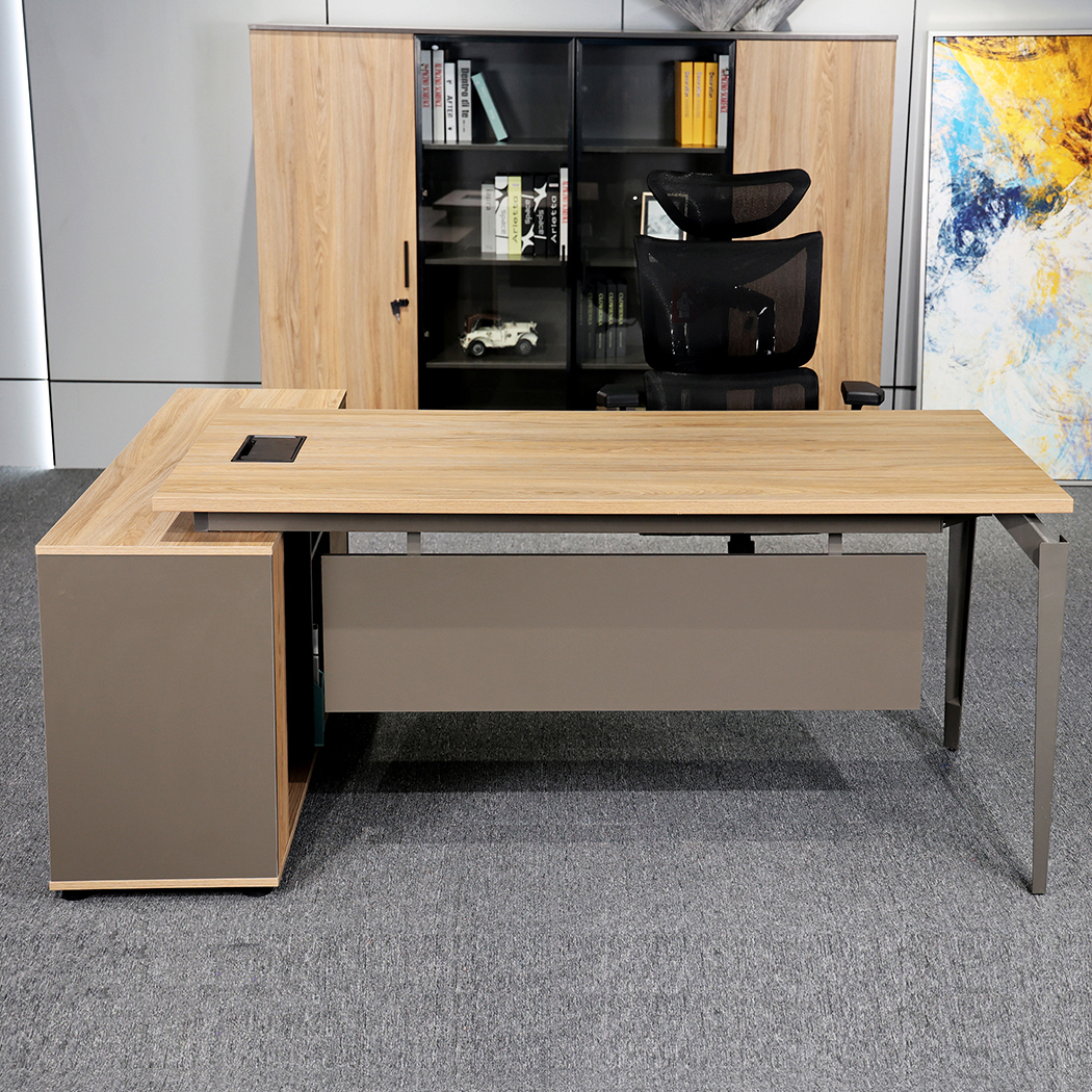 Ellis 180cm L-Shaped Executive Desk Oak Grey
