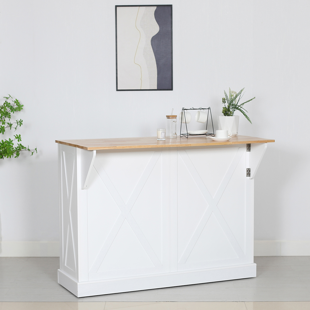   Norman Rolling Kitchen Island With Drop Leaf Top White