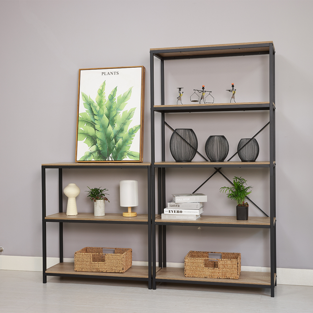   Rome Industrial Style 5-Tier Storage Bookshelf Oak
