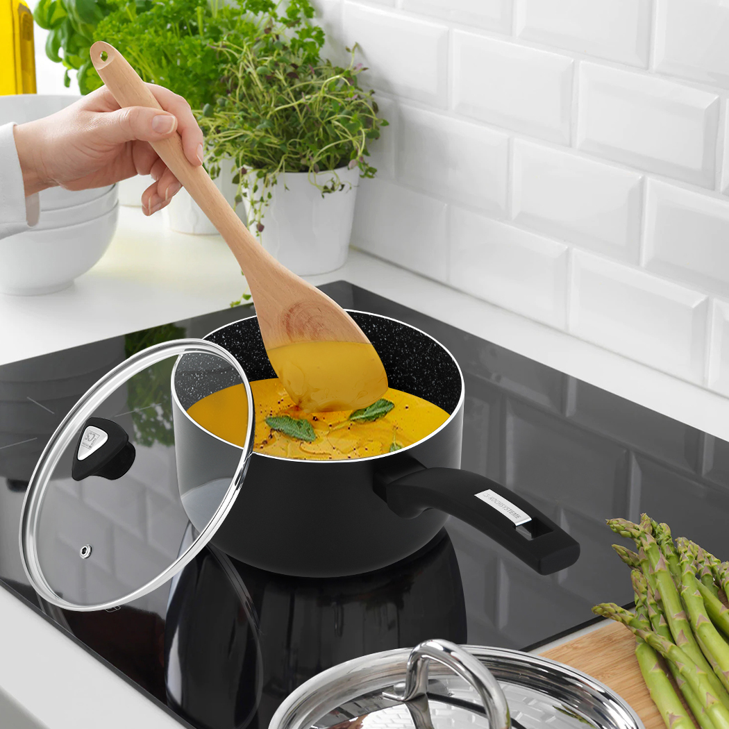   4pc Aluminum Saucepan Set with Lid 1.4/2.8 L