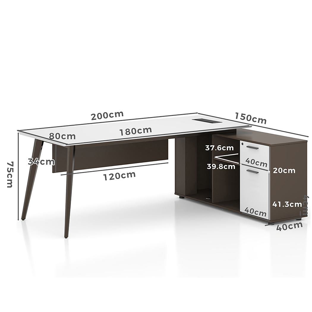   Esma 2m L-shaped Executive Desk White and Grey