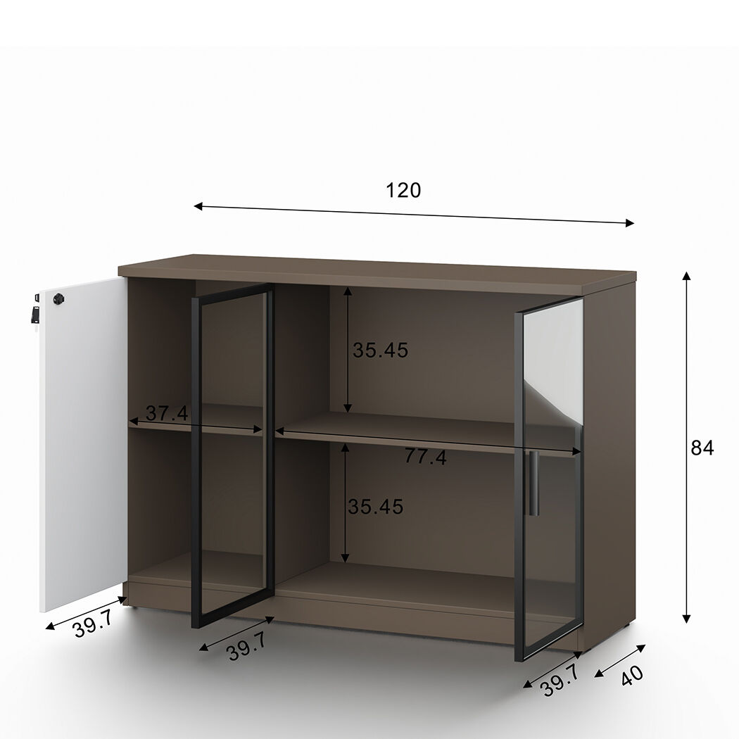   Esma Office Storage Cabinet  with  Lockable Door & Glass Display Unit