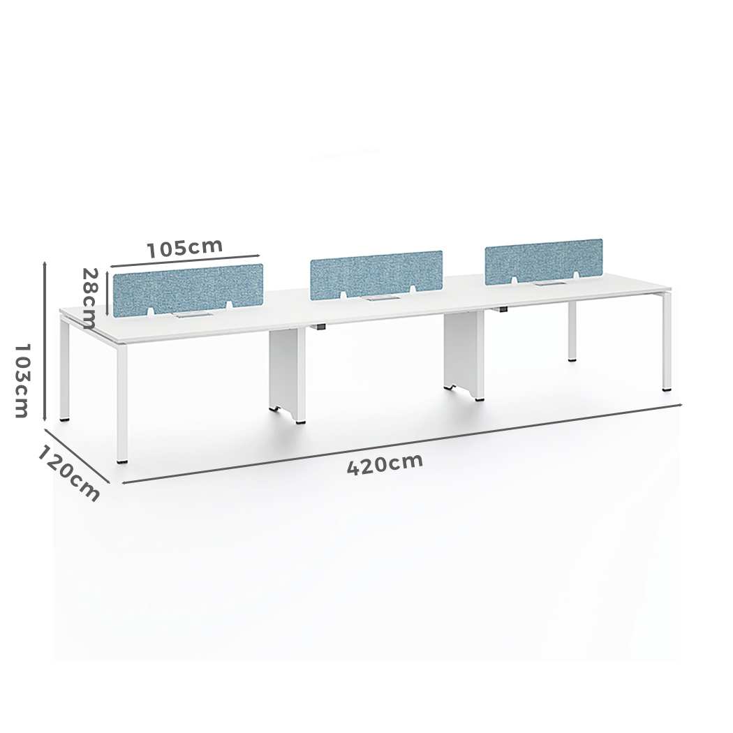   Emery 4.2M 6-Seater Office Table Without Cabinet White