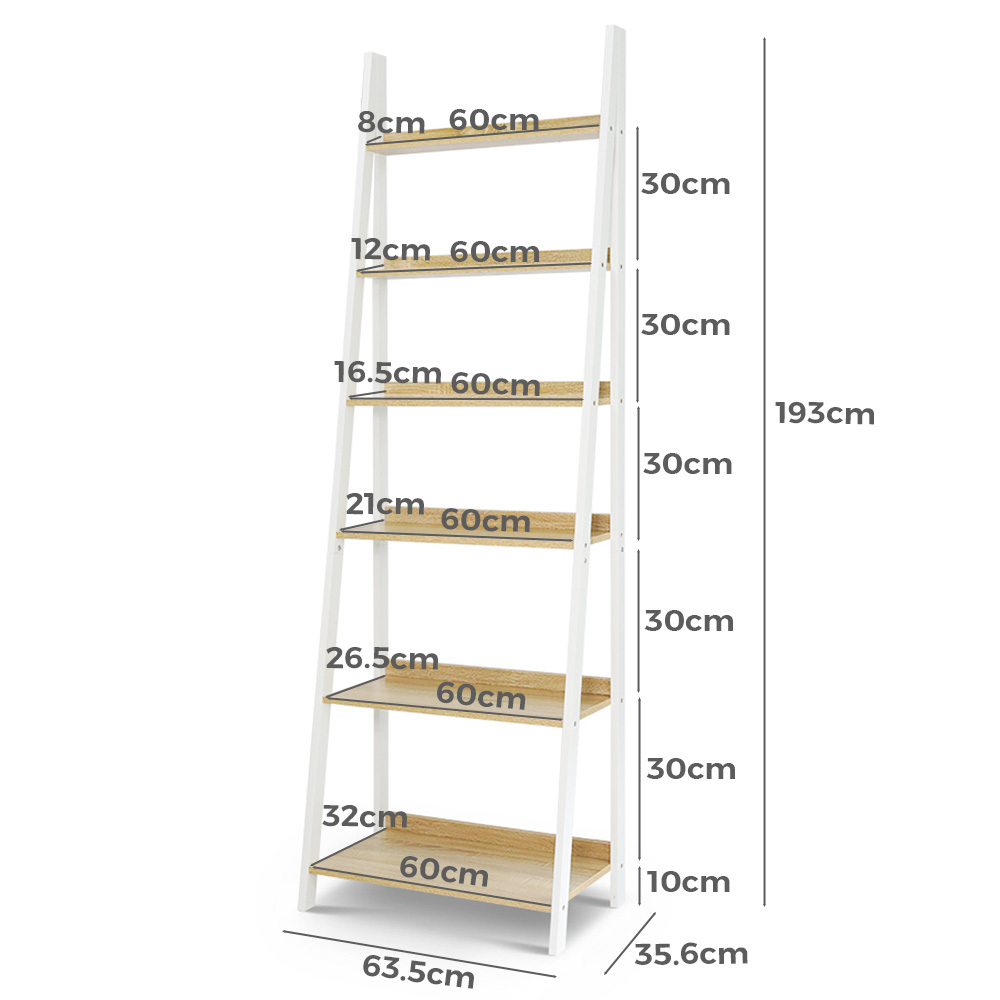   Chole 6 Tier Display Shelf Rack White & Oak