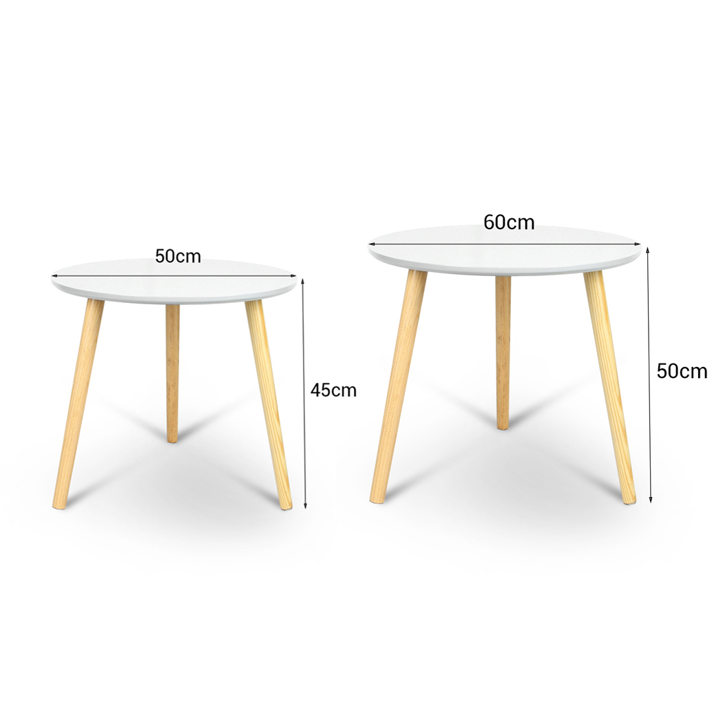   Aura 2 Piece Round Wood Coffee Table Set White