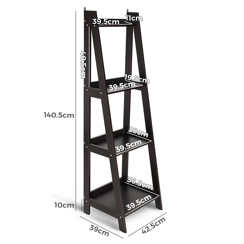   Hawaii 4 Tier Display Ladder Shelf Rack Brown