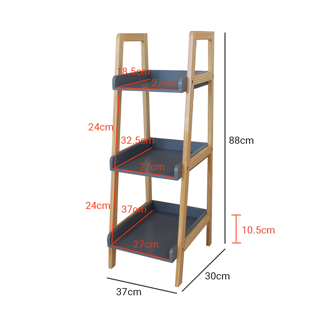   Hilka 3 Tier Display Ladder Shelf Grey