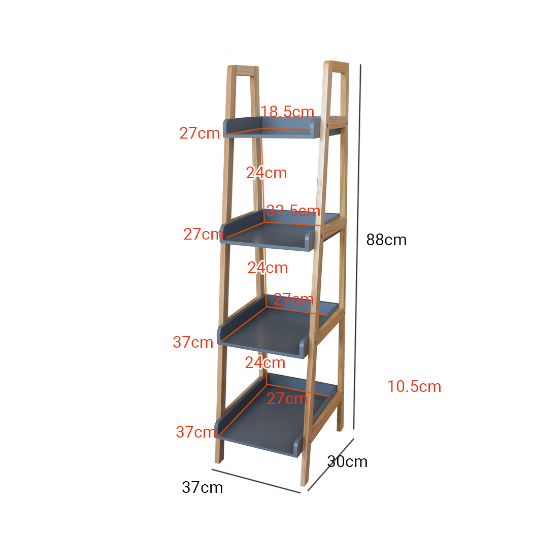   Hilka 4 Tier Display Ladder Shelf Grey