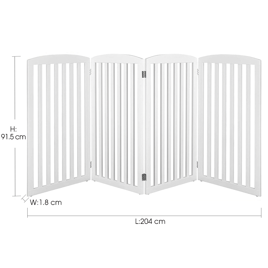   Wooden Freestanding Pet Gate 4 Panels White