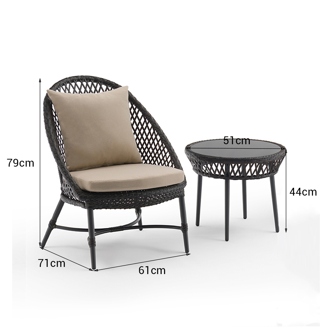   Playa 2 Seater PE Rattan Outdoor Lounge Set Coffee Table & Chairs