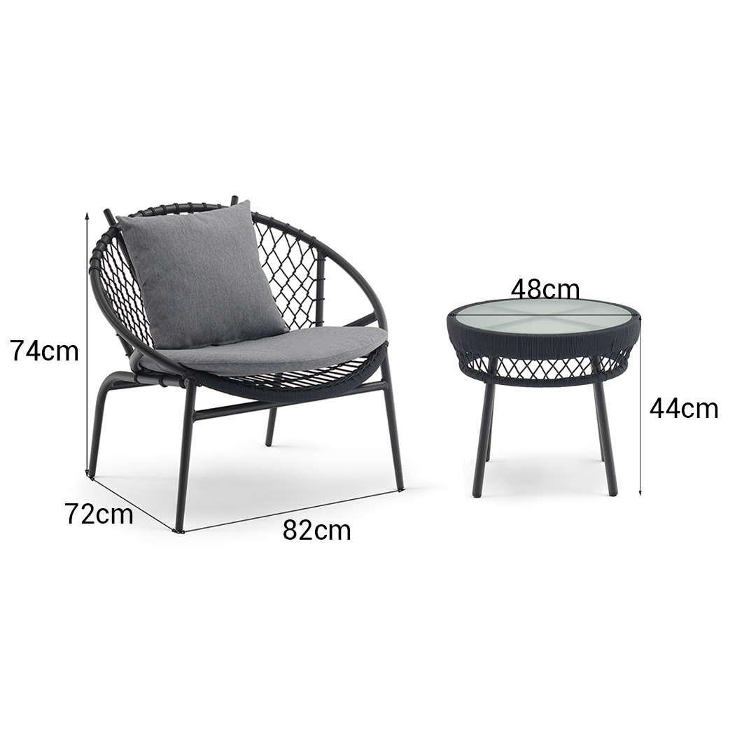   Hilda 2 Seater PE Rattan Outdoor Lounge Set Coffee Table & Chairs
