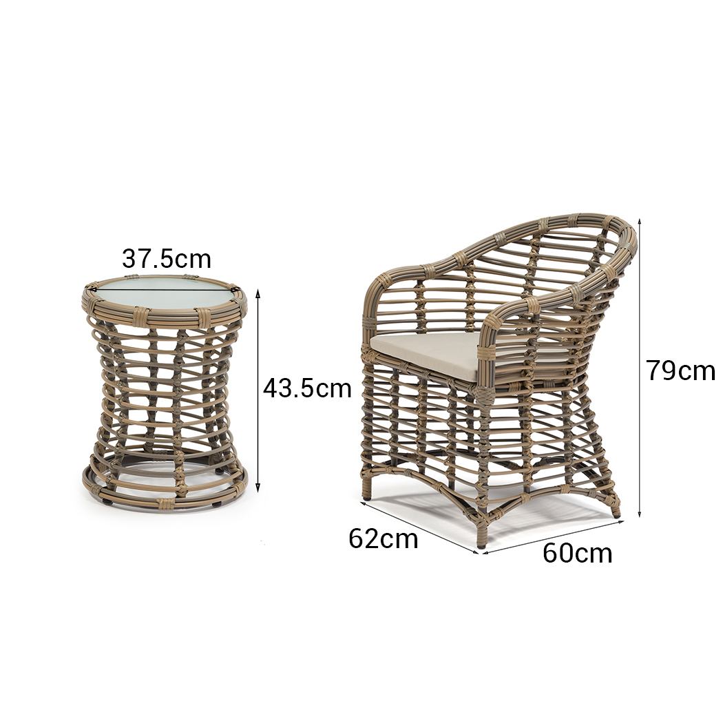   Florida 2 Seater PE Rattan Outdoor Lounge Set Coffee Table & Chairs