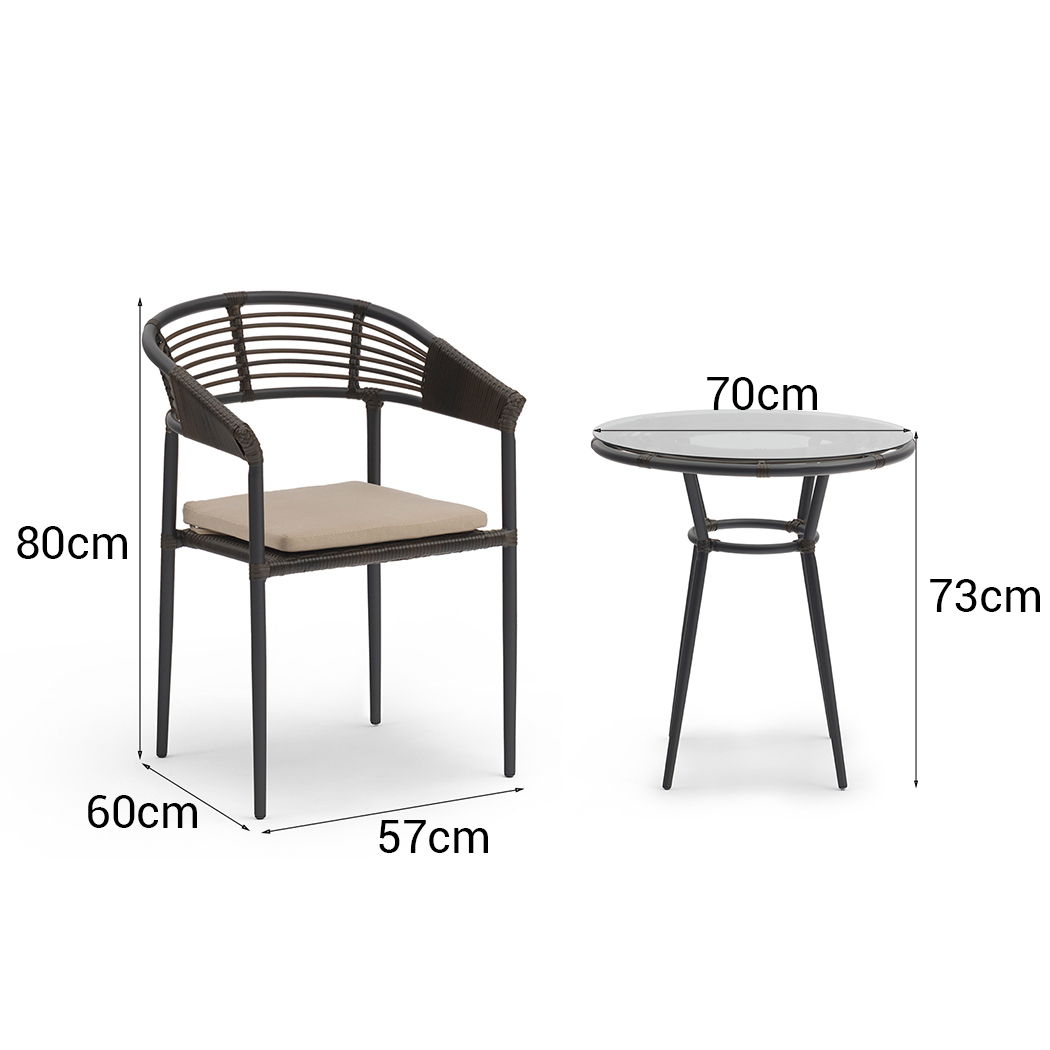   Brogan 2 Seater PE Rattan Outdoor Lounge Set Coffee Table & Chairs
