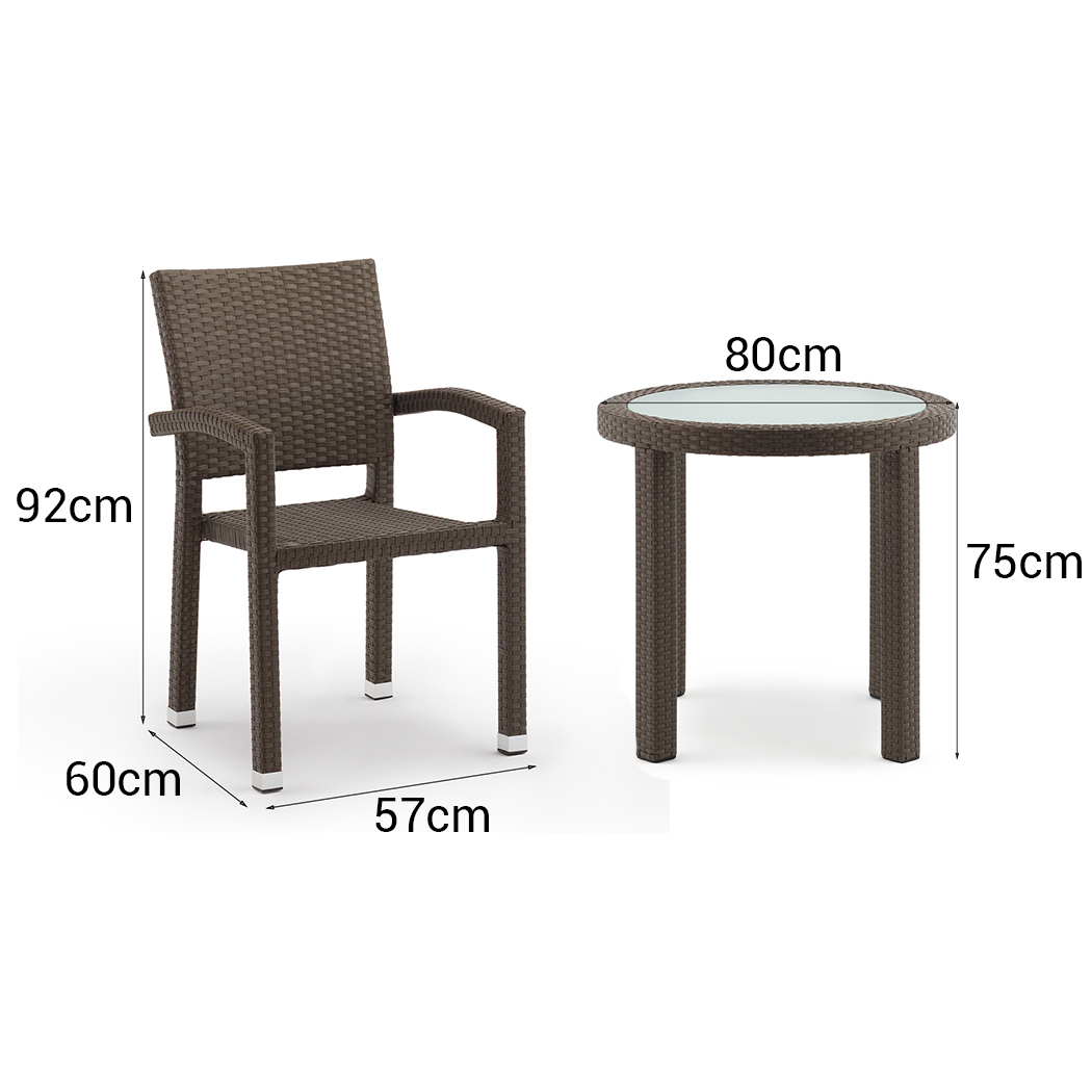   Bruno 4 Seater Outdoor Wicker Dining Table Set Brown