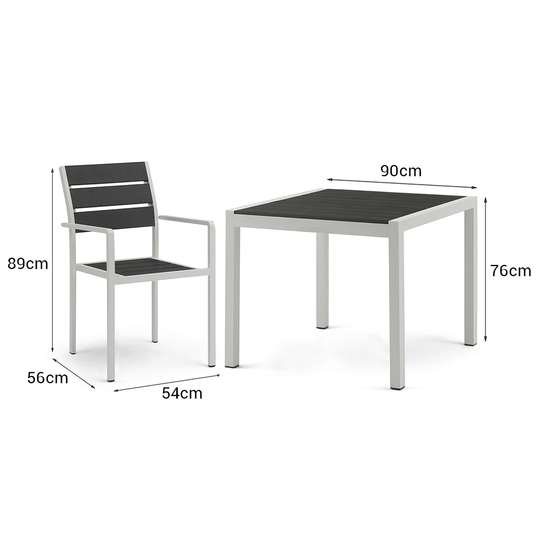   Acacia 4 Seater Outdoor Dining Table Set Black