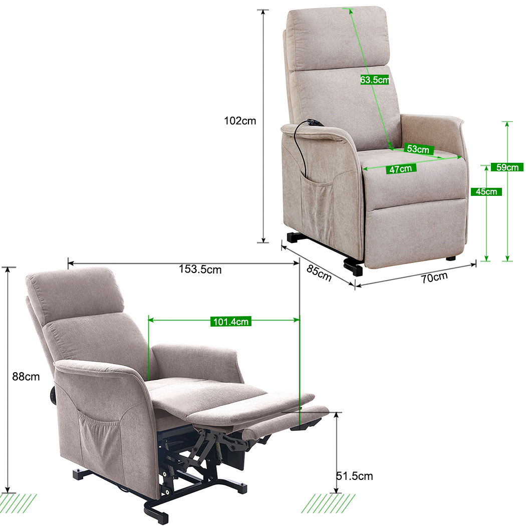   Yass Electric Recliner Lift Chair Vanilla Beige
