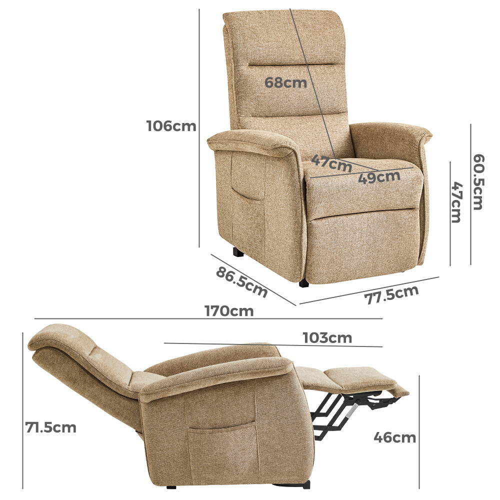   Tasman Electric Recliner Lift Chair Taupe Beige