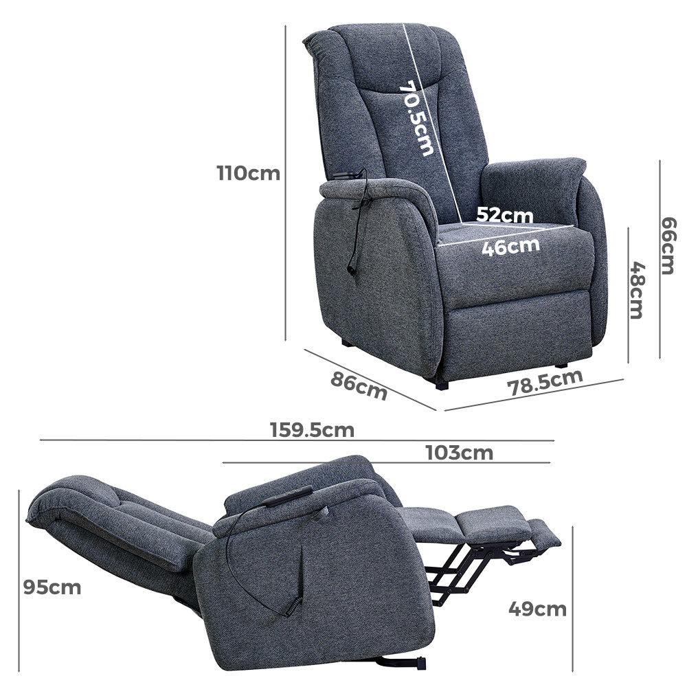   Harriton Electric Recliner Lift Chair Slate Grey