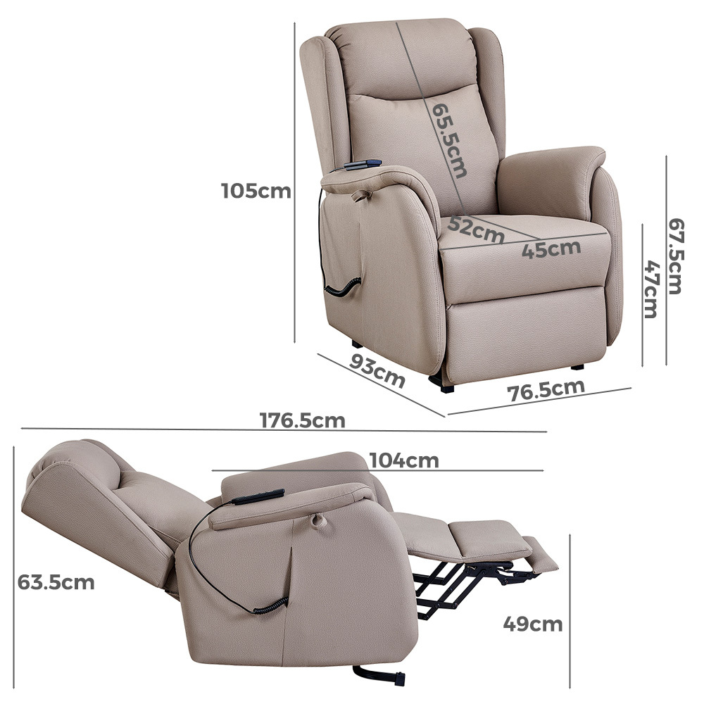   Hobart Electric Recliner Lift Chair Taupe Beige